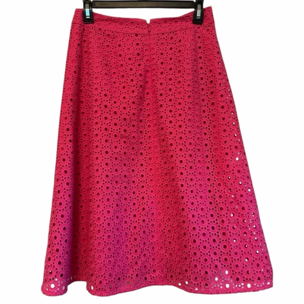 Halogen Nordstrom Eyelet Midi Skirt Pink A-Line Lined Women’s Size 2